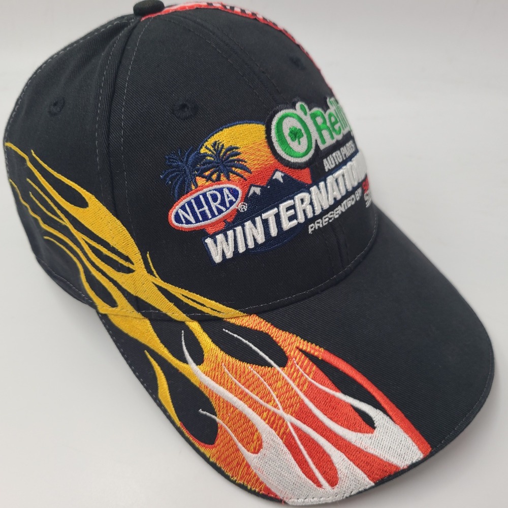 NHRA Hat Adjustable Black Orange 2012 Winter Nationals Drag Racing Flames Men